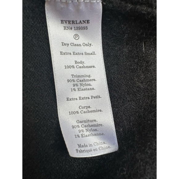 Everlane Black Cashmere V-Neck Sweater sz XXS - Picture 3 of 4